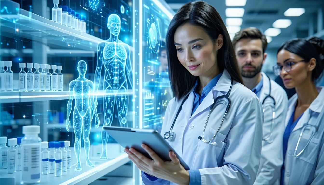 scientist in a high-tech, futuristic laboratory